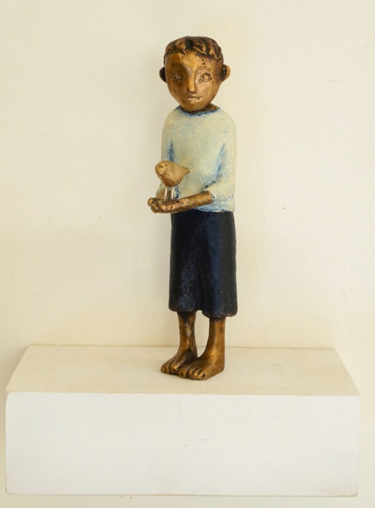 Tamara Suhr, Bronze, Figurative Kunst, Bronze, Ascona, wandobjekt, vogel
