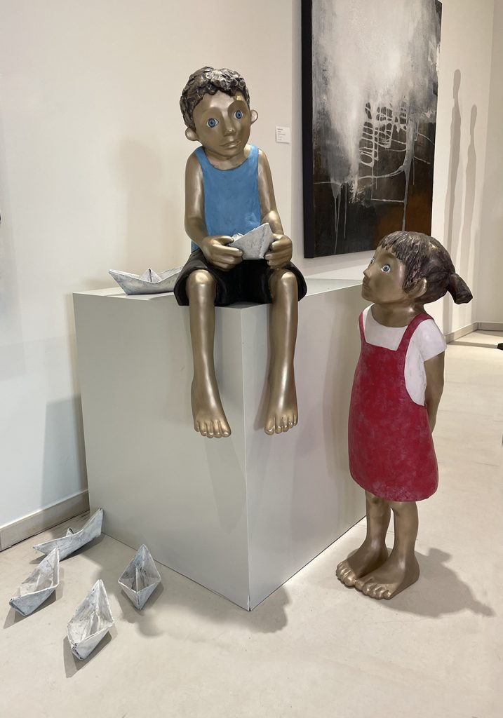 Tamara Suhr, Bronze, Figurative Kunst, Bronze, Ascona, Galleria Kröger, lago maggiore, Kinder, Boot